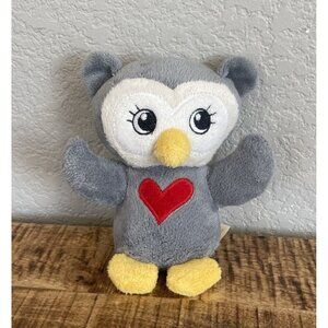 Dan Dee Gray Owl Plush Red Heart Yellow Beak Feet 7" Stuffed Animal Valentine